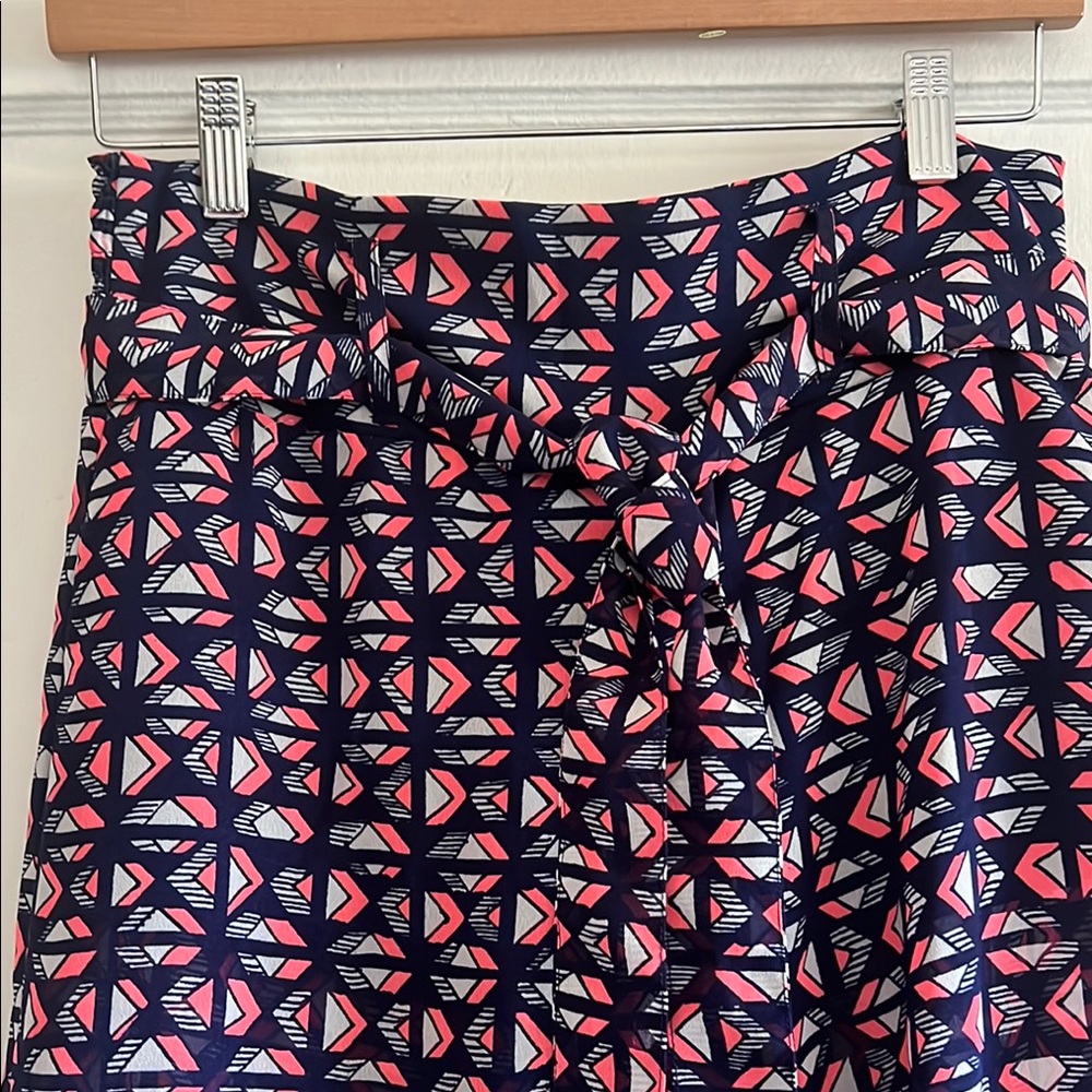 Geometric Patterned Boot Cut And Flare Pants. Blu… - image 2